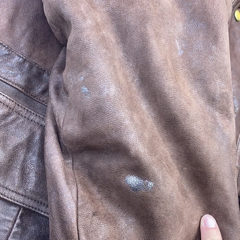 Vintage Eddie Bauer Leather Goose Down Heavy Jacket Size Large